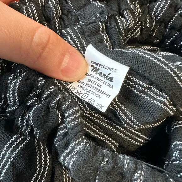 Handmade Peruvian Inca Boho Striped Black Straight Leg Pants Medium - Picture 5 of 5